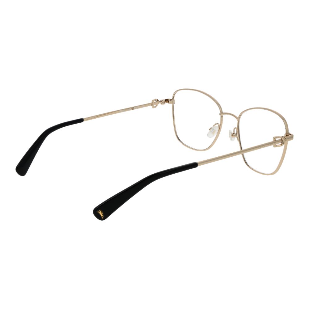 Longchamp Black Women Glasses Frame, full-rim square style with metal frame and black demo lenses, shown with elegant branded temples.