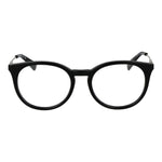 Longchamp Black Women Glasses Frame in full-rim round style, metal material, size 51-18-140, featuring demo lenses with spring hinge.