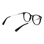 Longchamp Black Women Glasses Frame, full-rim round style with metal frame, spring hinges, size 51-18-140, demo lenses, black color.