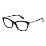 Longchamp Black Women Glasses Frame, cat eye style, full-rim black plastic frame, spring hinge, with demo lenses, size 52-16-135.