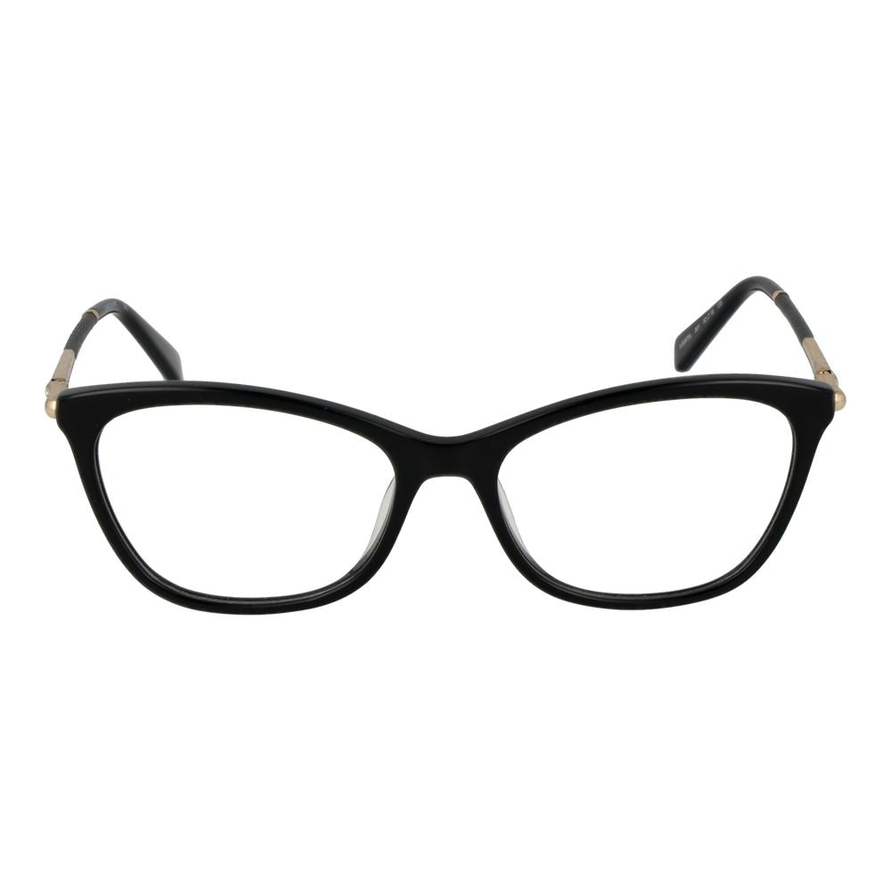 Longchamp Black Women Glasses Frame, full-rim black cat eye frames with demo plastic lenses and spring hinge, size 52-16-135.