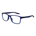 Nike Black Men Glasses Frame, full-rim stainless steel, blue color with demo lenses, square style, size 54-16-140 mm