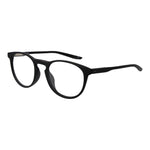 Nike Black Unisex Glasses Frame in metal with full-rim round style and demo lenses, perfect for versatile and stylish wear.