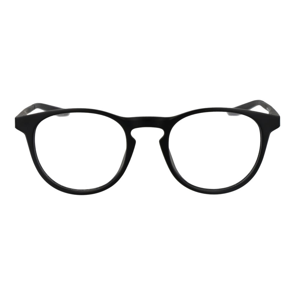 Nike Black Unisex Glasses Frame with full-rim metal design, demo lenses, and round style, perfect for a trendy look.