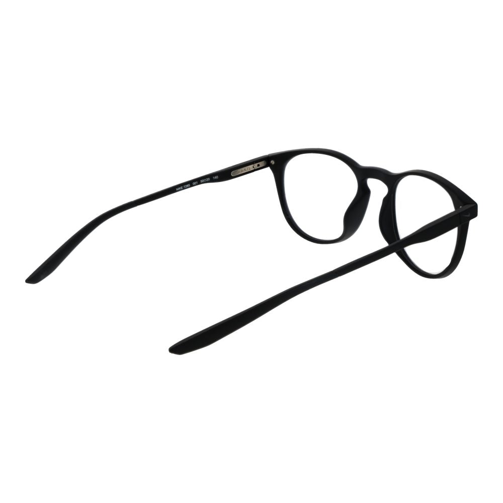 Nike Black Unisex Glasses Frame with round metal full-rim design and plastic demo lenses.