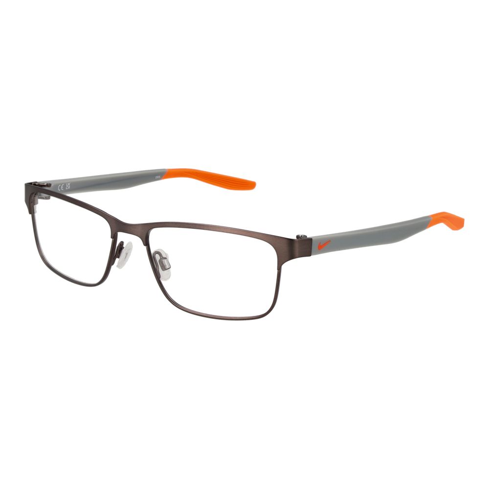 Nike Black Men Glasses Frame, full-rim stainless steel, rectangle style, copper color, demo lenses, size 54-16-140, no spring hinge.