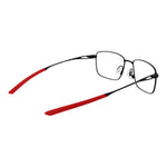 Nike Black Men Glasses Frame in titanium, full-rim style with black rectangular shape and red temples, lenses width 53, no extra filters