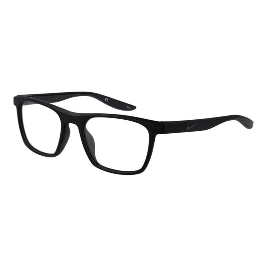 Nike Black Unisex Glasses Frame in stainless steel, full-rim square style, with demo lenses and branded case included.