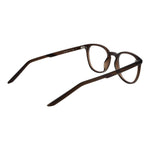 Nike Beige Unisex Glasses Frame in full-rim stainless steel with demo plastic lenses and round brown design, size 49-20-145.