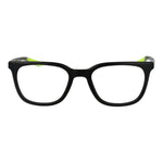 Nike Black Men Glasses Frame, metal full-rim square design with plastic demo lenses, size 52-20-140, black color.