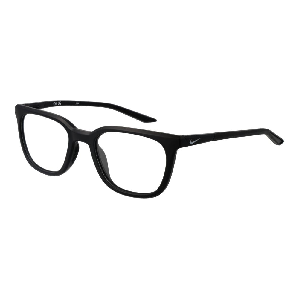 Nike Black Men Glasses Frame, full-rim metal design, square shape with demo lenses, 52-20-140 size, black frame