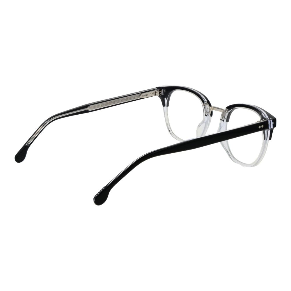 Lozza Black Unisex Glasses Frame in full-rim cellulose acetate, side view showing black temples and demo lenses.