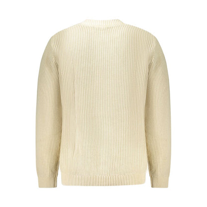 Back view of Pepe Jeans Beige Cotton Men Sweater, showcasing long sleeves and crew neck design in eco-friendly cotton.