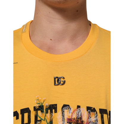 Dolce & Gabbana Yellow Secret Graden Floral Cotton CrewNeck T-shirt