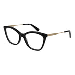 Longchamp Black Women Glasses Frame with metal full-rim rectangular design and demo lenses, featuring 54-17-145 sizing.