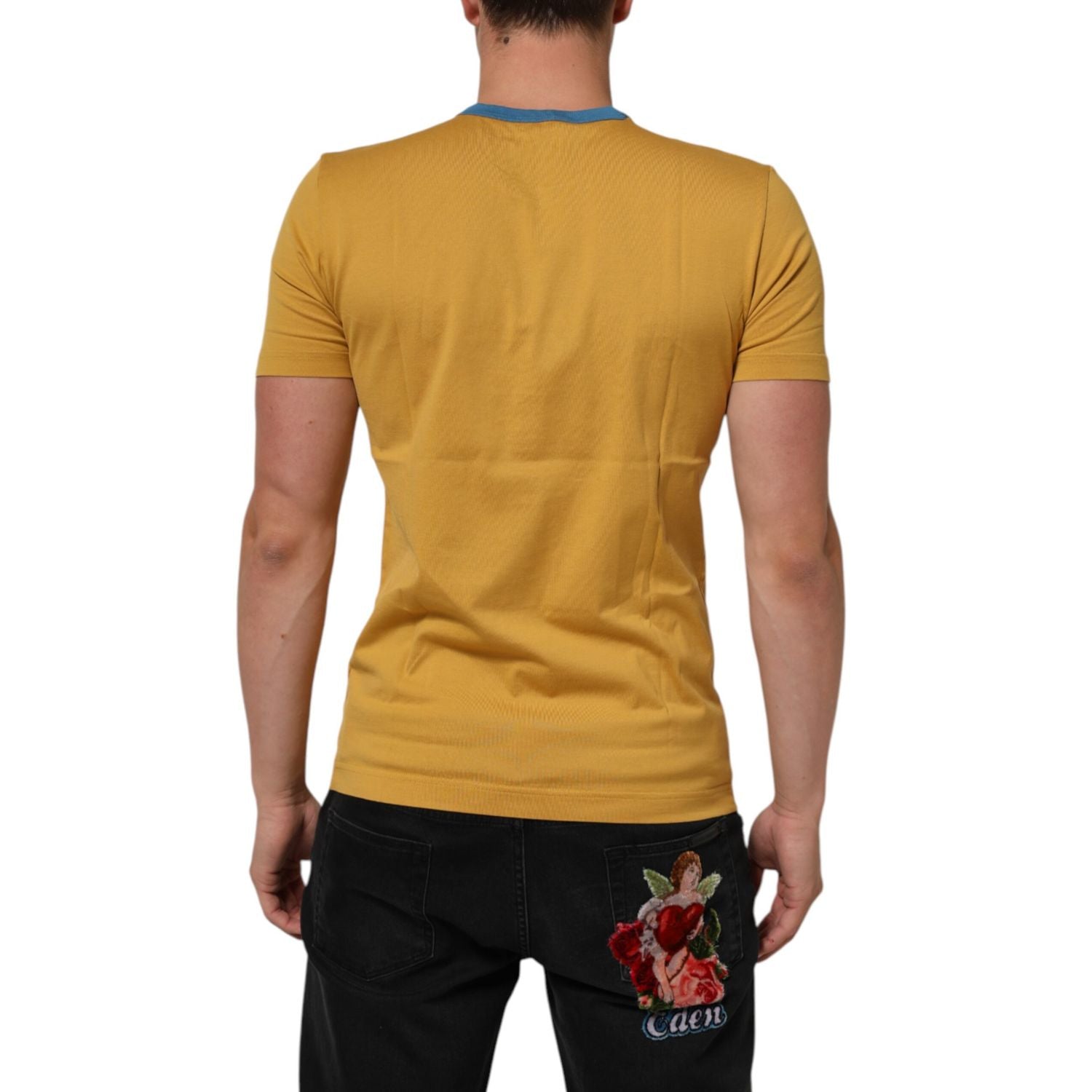Dolce & Gabbana Yellow Logo Crew Neck Short Sleeves T-shirt