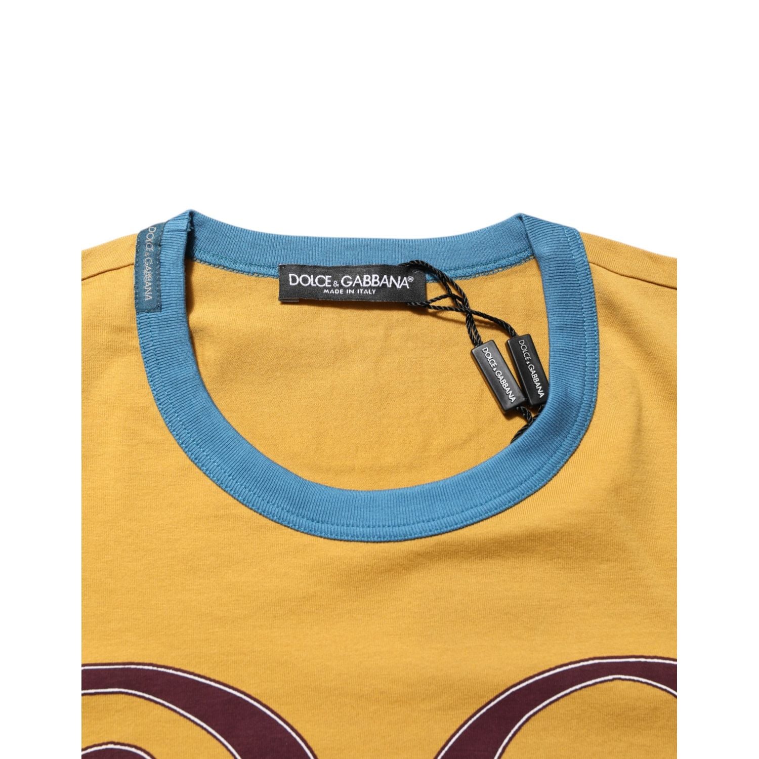 Dolce & Gabbana Yellow Logo Crew Neck Short Sleeves T-shirt