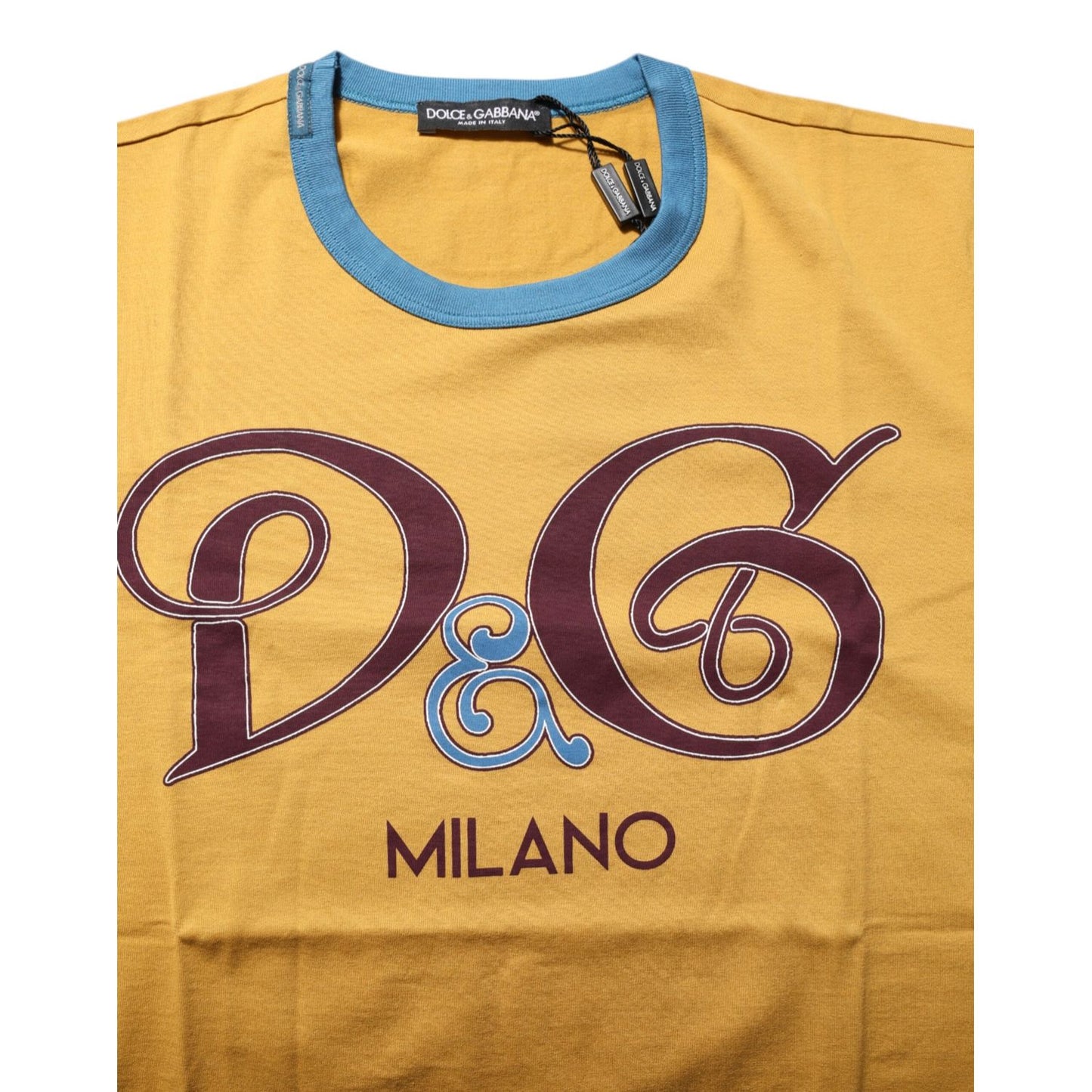 Dolce & Gabbana Yellow Logo Crew Neck Short Sleeves T-shirt