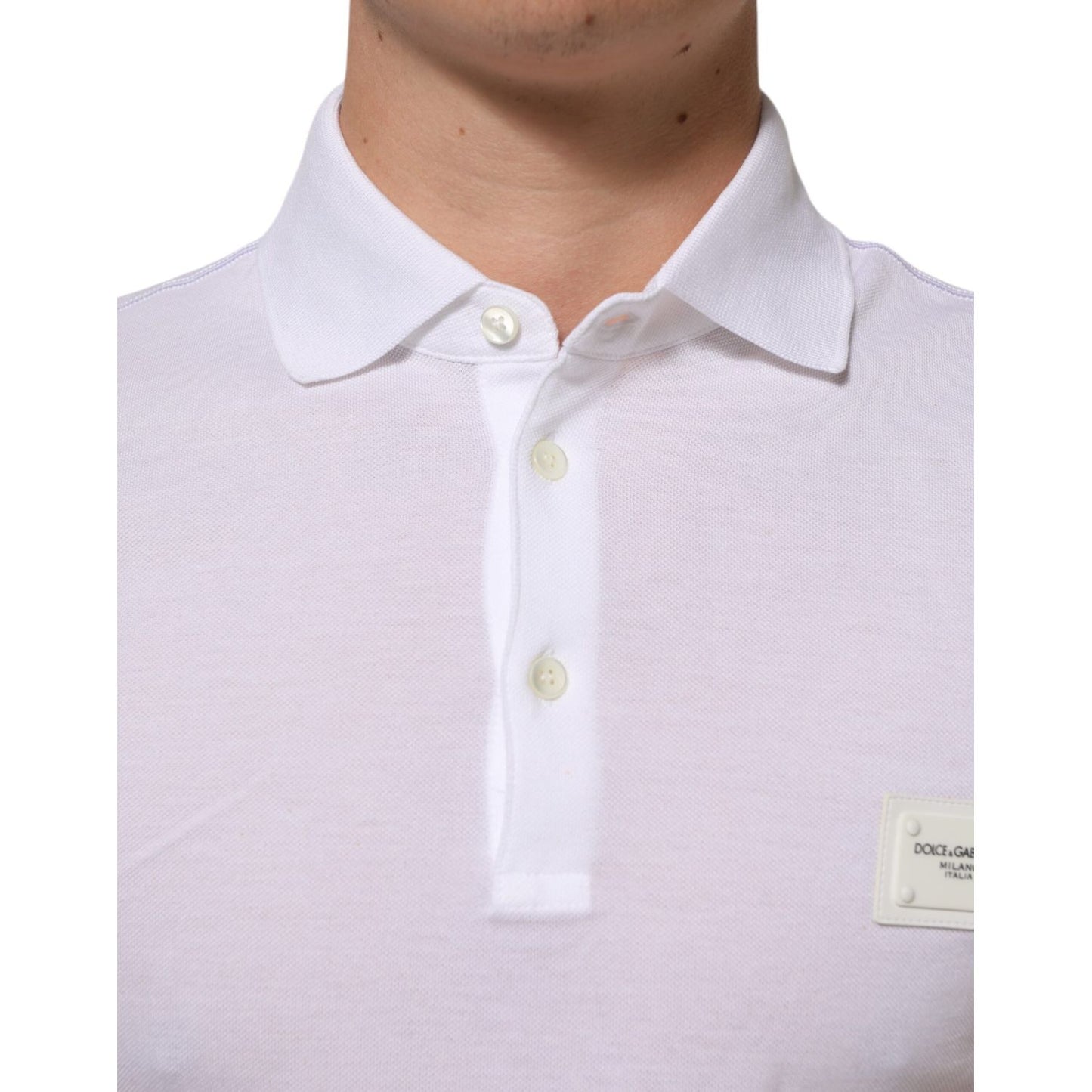 Dolce & Gabbana White Collared Short Sleeves Polo T-shirt