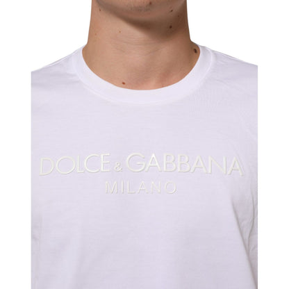 Dolce & Gabbana White Cotton Crew Neck Short Sleeves T-shirt