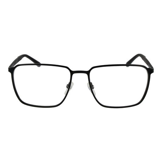 Fila Black Men Glasses Frame with full-rim square design, metal and plastic material, demo lenses, 56-17-140 dimensions.