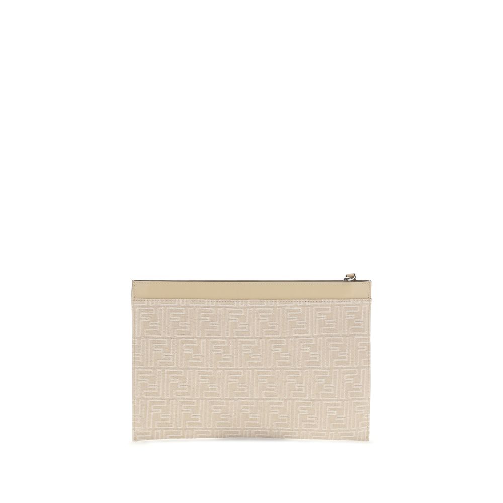 Fendi Cream Cotton Clutch Bag