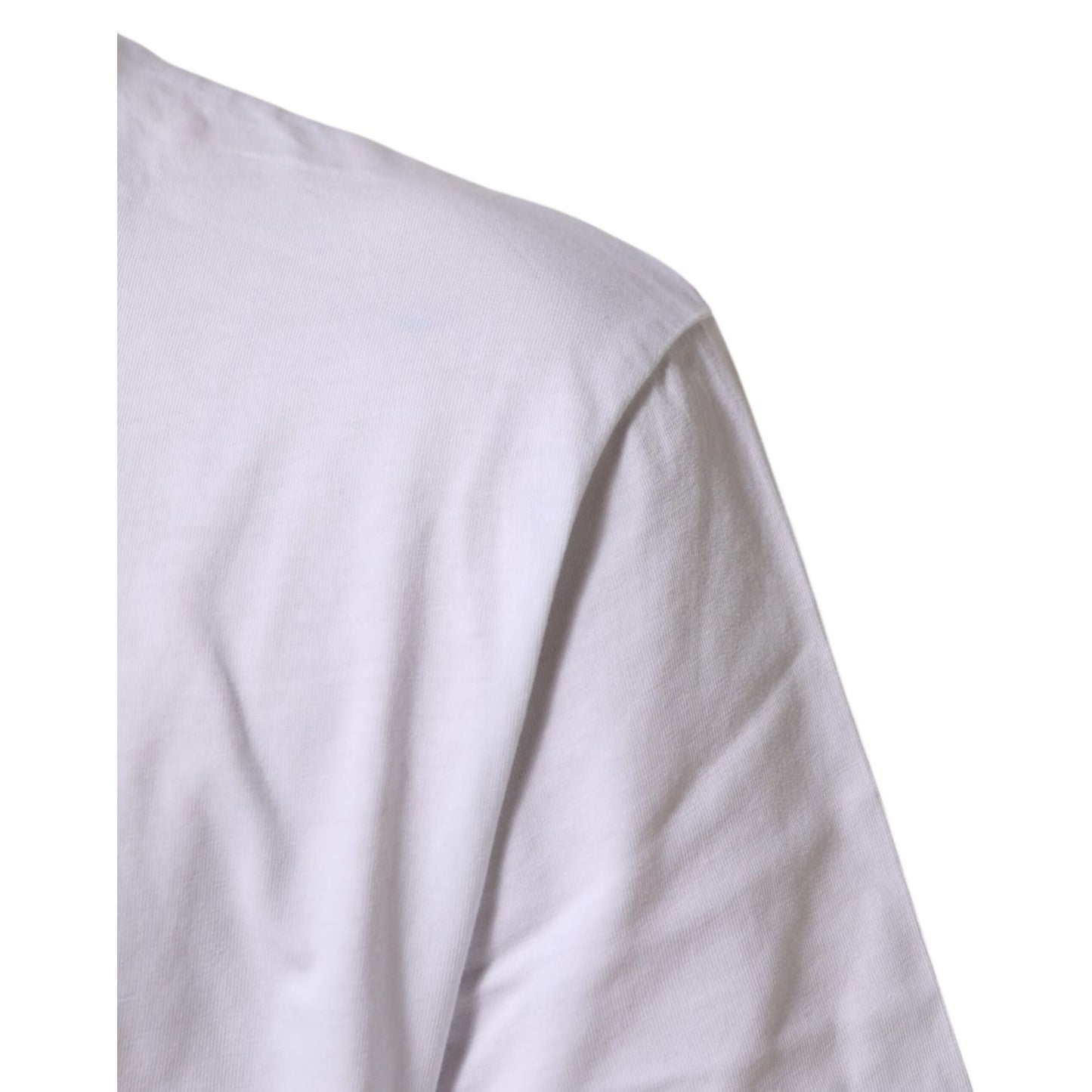 Dolce & Gabbana White Logo Print Cotton Crew Neck T-shirt