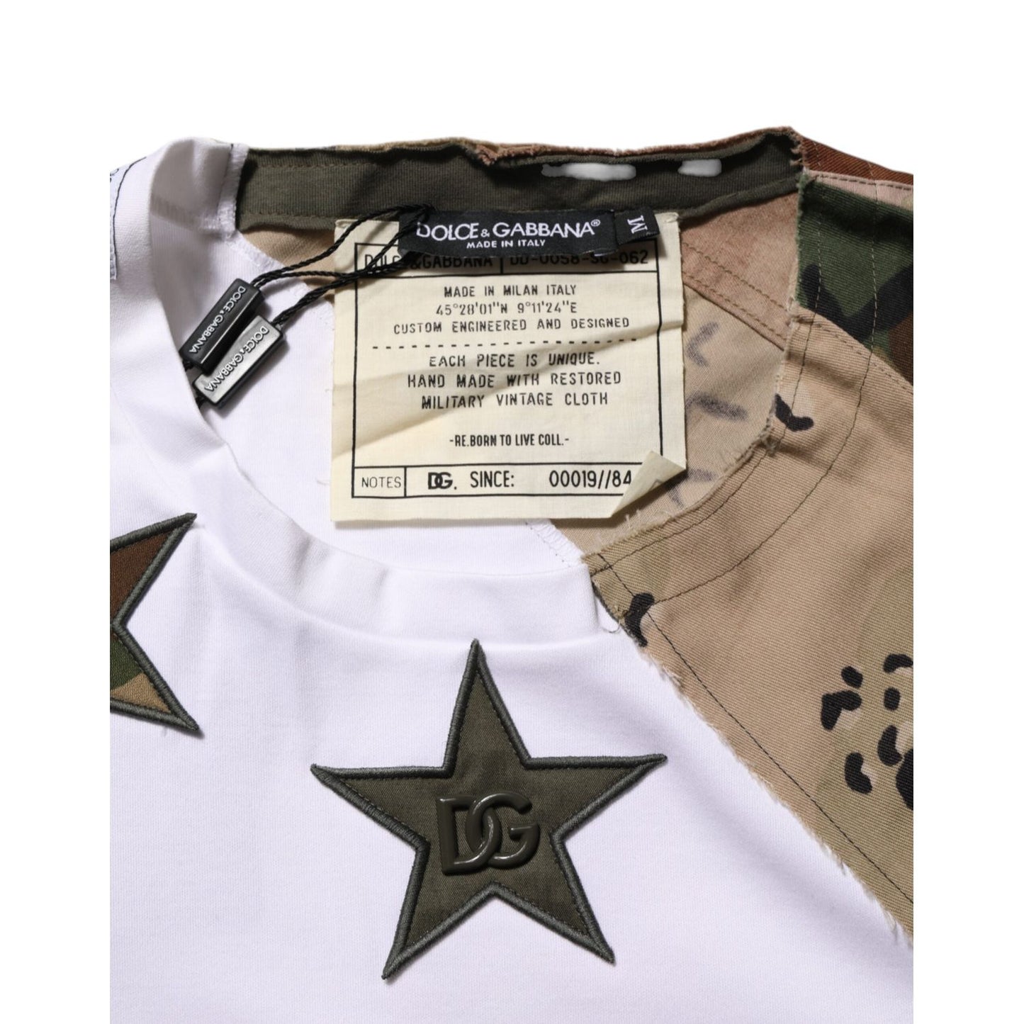 Dolce & Gabbana White Camouflage Patckwork Men Cotton T-shirt