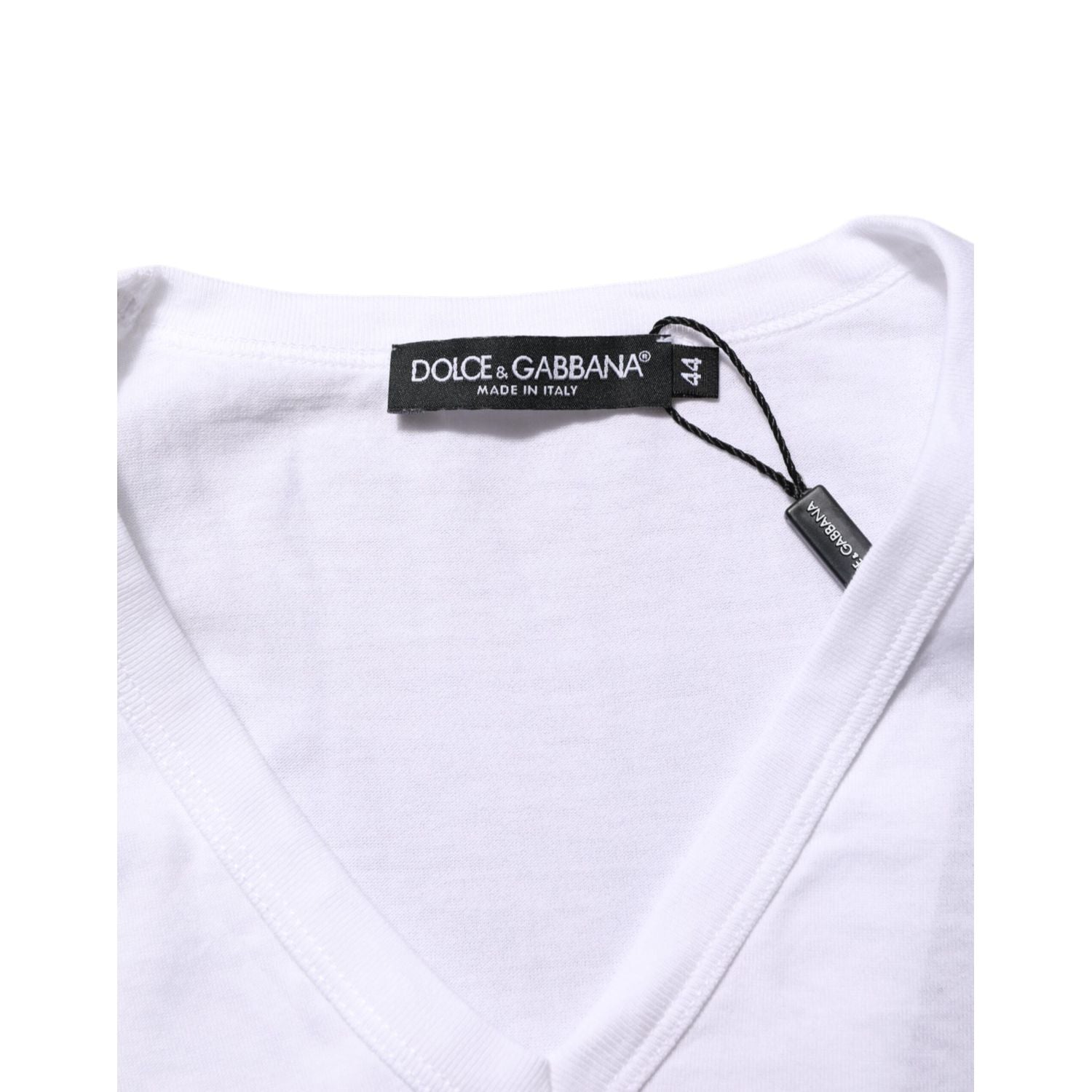 Dolce & Gabbana White Cotton V-Neck Short Sleeves T-shirt