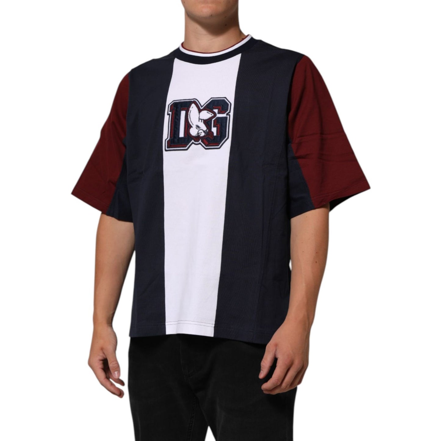 Dolce & Gabbana Multicolor Striped Cotton Men Crew Neck T-shirt