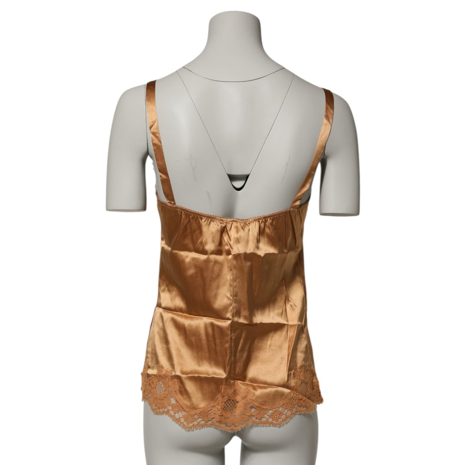 Dolce & Gabbana Brown Floral Lace Silk Satin Tank Lingerie Underwear