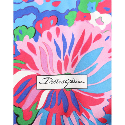 Dolce & Gabbana Multicolor Floral Print Silk Tunic Blouse Top