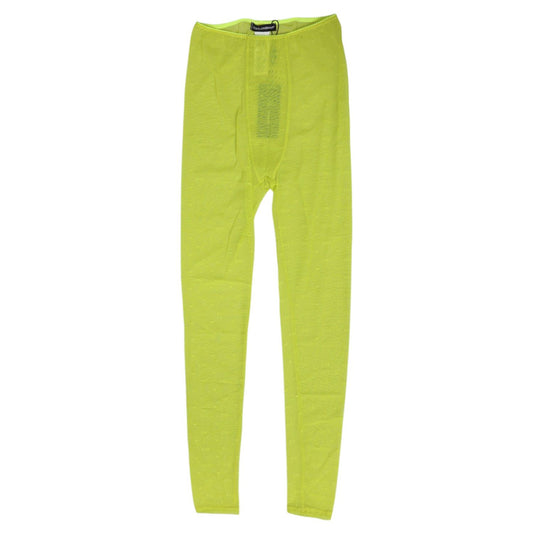 Dolce & Gabbana Neon Green Nylon Logo Lace Leggings Pants Underwear showcasing stylish design and luxurious fabric, perfect for fashion enthusiasts.