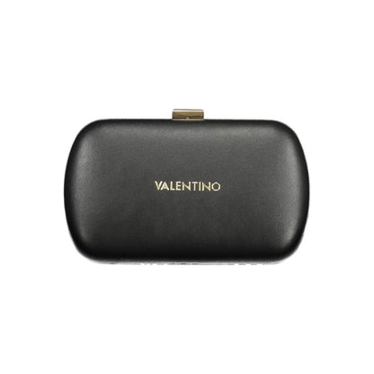 Mario Valentino Black Polyurethane Women Handbag with gold clasp and elegant design