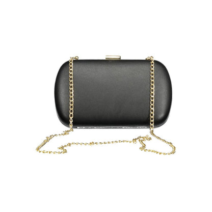 Mario Valentino Black Polyurethane Women Handbag with gold chain