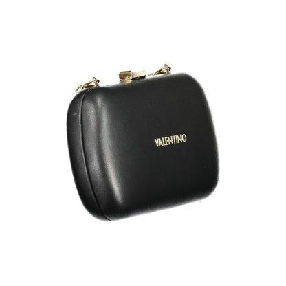 Mario Valentino Black Polyurethane Women Handbag with gold logo detailing, stylish and versatile accessory for modern fashion.