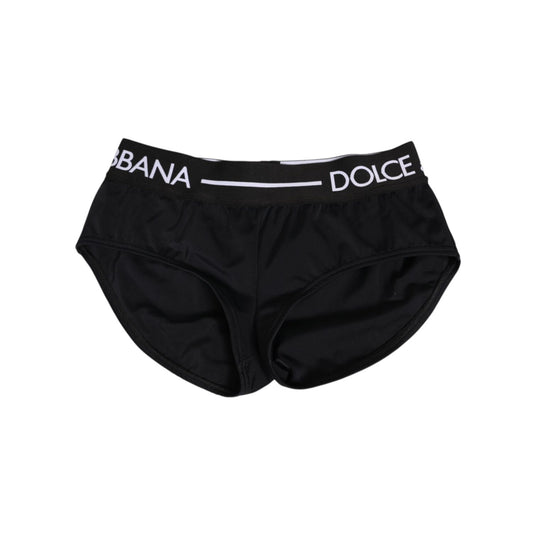 Dolce & Gabbana Black Nylon Logo Waistband Shorts Underwear - sleek, stylish briefs with iconic logo, made in Italy.