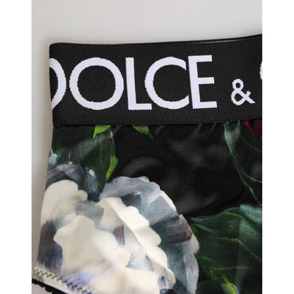 Dolce & Gabbana Black Floral Print High Waist Panty Underwear