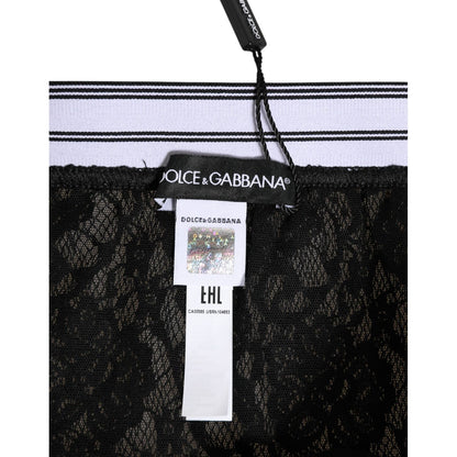 Dolce & Gabbana Black Lace Nylon High Waist Panty Underwear