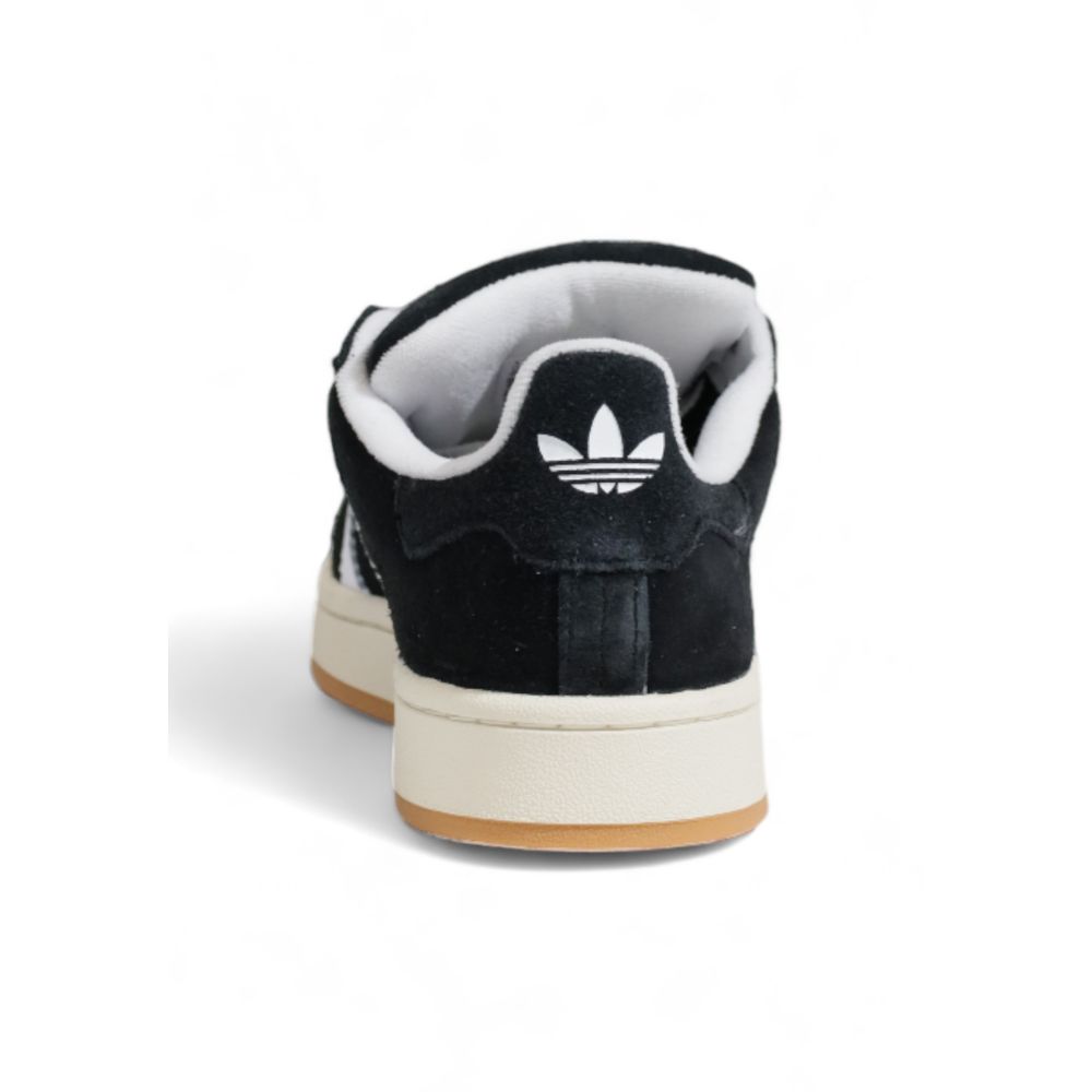 Rear view of Adidas Black Suede Leather Sneaker showing the iconic Adidas logo and rubber sole for everyday wear.