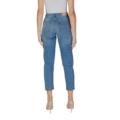 ICHI Light Blue Cotton Mom Jeans