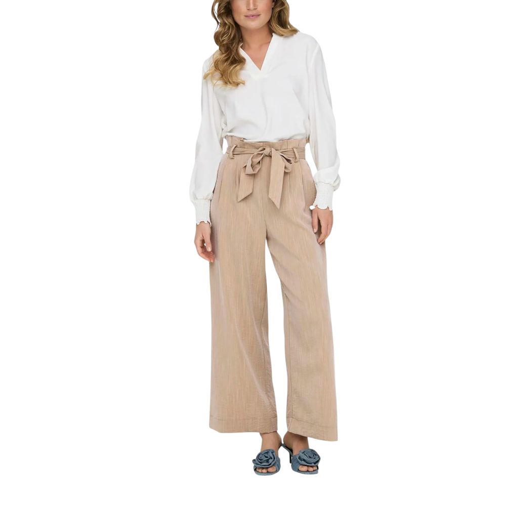 Only Beige Viscose Casual Pants