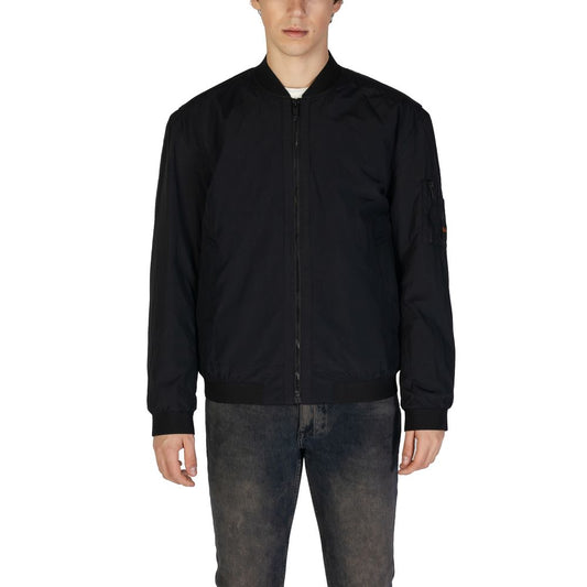 Hugo Boss Black Polyamide Bomber jacket with front zip and ribbed collar on man