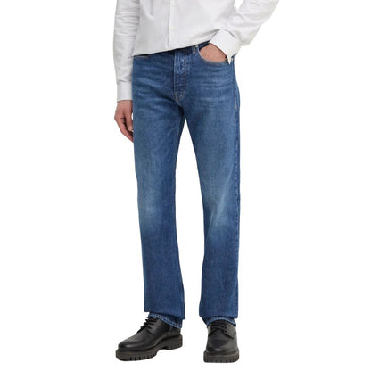 Calvin Klein Jeans Blue Cotton Relaxed Fit Jeans for men, model STANDARD STRAIGHT J30J327016, regular loose fit, comfortable stretch.