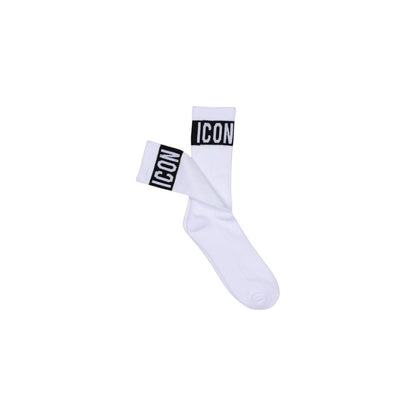 Icon White Cotton Socks with modern design, made of 80% cotton for comfort and breathability, ideal for daily wear and support.