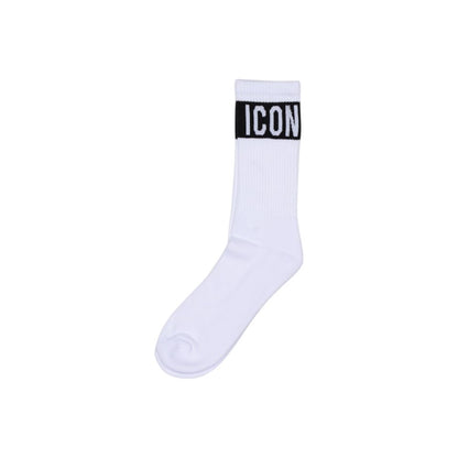Icon White Cotton Socks - Men’s short modern sporty socks with high-quality cotton blend for comfort and elasticity.
