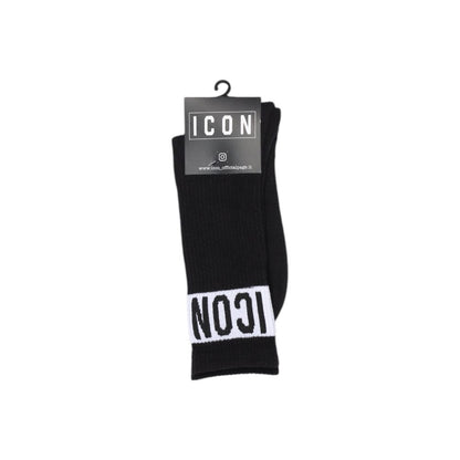 Icon Black Cotton Socks for men, high-quality and breathable, featuring modern sporty design, suitable for daily wear.