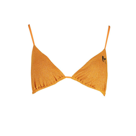 Karl Lagerfeld Orange Polyester Swimwear triangle top with logo and contrasting details.