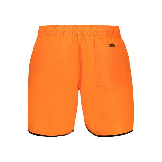 Norway 1963 Orange Polyamide Swimwear with elastic waist and pockets, back view showcasing contrasting details.
