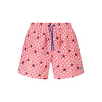North Sails Red Polyester Swimwear, patterned swim boxer with elastic waist and pockets, ideal for ocean activities.